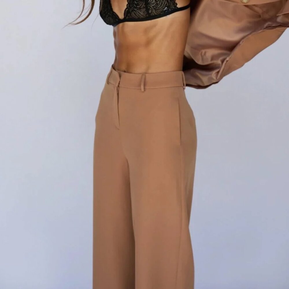 NWT SUNDAYS THE LABEL Brown high waist dress pants XSMALL